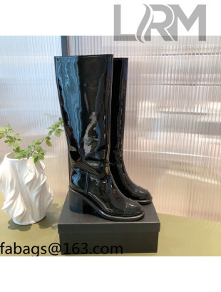 Chanel Patent Leather High Boots 7cm G38172 Black 2021  