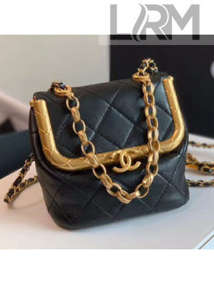 Chanel Quilted Lambskin Small Kiss-Lock Bag AS1885 Black/Gold 2020