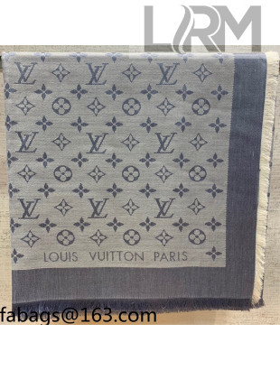 Louis Vuitton Monogram Silk and Wool Sqaure Scarf 140x140cm Blue 2021 21100701