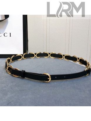 Gucci Chain Leater Belt 15mm with Round Buckle Black 2020