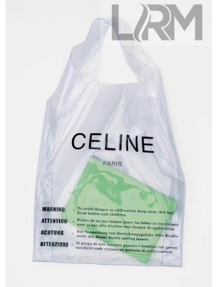 Celine Hyaline PVC Large Shopping Bag With a Leather Pouch Green 2018