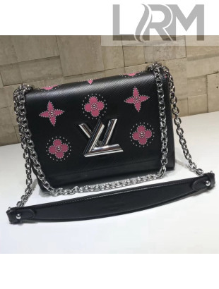 Louis Vuitton Studded Monogram Flowers Twist MM Bag Black Cruise 2019