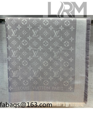Louis Vuitton Monogram Silk and Wool Sqaure Scarf 140x140cm Paerly Grey 2021 21100705