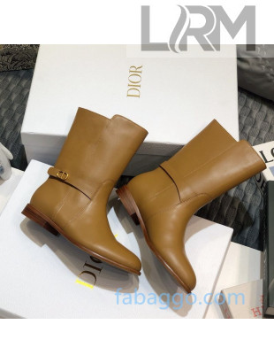 Dior Empreinte Short Boots in Tan Brown Soft Calfskin 2020