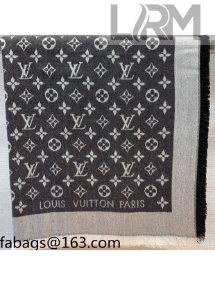 Louis Vuitton Monogram Silk and Wool Sqaure Scarf 140x140cm Black 2021 21100707
