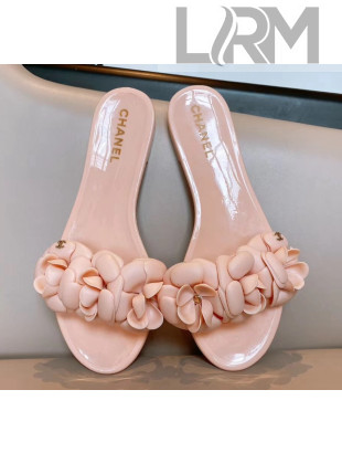 Chanel TPU Camellia Slipper Sandals Pink 2020