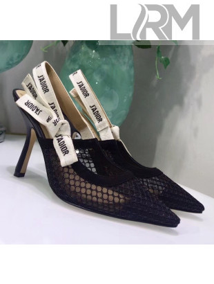 Dior J'Adior Slingback Fishnet Pump With 9.5cm Heel Black 2020