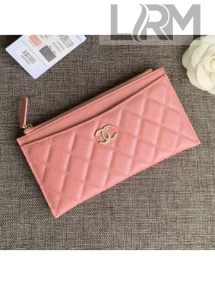 Chanel Iridescent Grained Calfskin Pouch Pink 2019