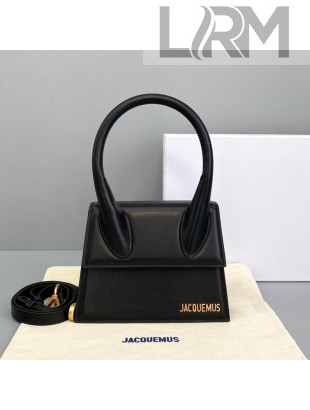 Jacquemus Le Chiquito Small Top Handle Bag in Smooth Leather Black 2021
