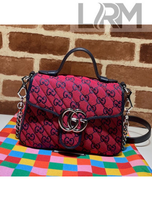 Gucci GG Marmont Multicolor GG Canvas Mini Bag 446744 Red 2021