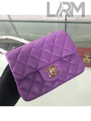 Chanel Quilted Lambskin Mini Flap Bag A35200 Purple/Gold 2020