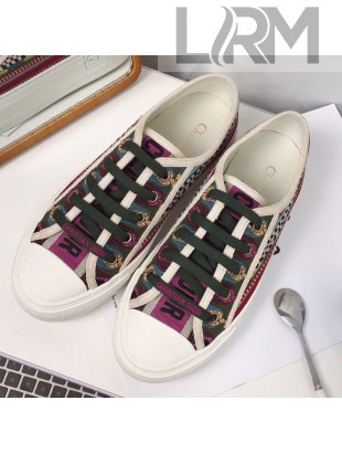 Dior Walk'N'dior Embroidered Cotton Canvas Sneakers Green/Purple 05 2019