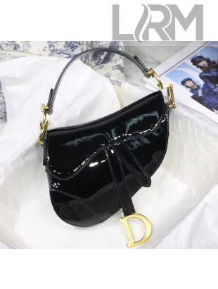 Dior Mini Saddle Bag in Patent Calfskin Black 2020