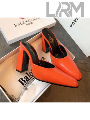 Balenciaga Round Toe Calfskin Mules Pumps Orange 2019