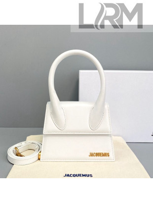 Jacquemus Le Chiquito Small Top Handle Bag in Smooth Leather White 2021