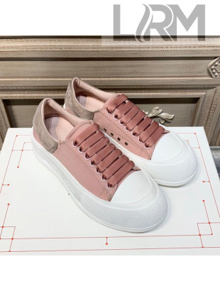 Alexander Mcqueen Deck Cotton Canvas Lace Up Sneakers Pink 2020 (For Women and Men)