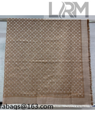Louis Vuitton Monogram Silk and Wool Sqaure Scarf 120x120cm Beige 2021 21100708