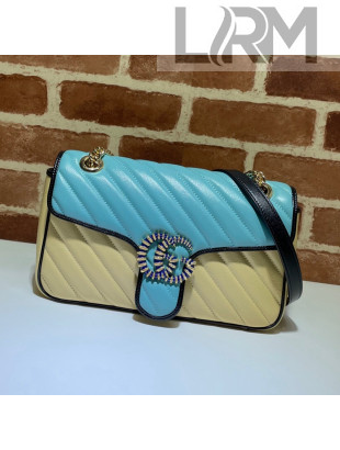 Gucci GG Marmont Small Shoulder Bag 443497 Pastel Blue/Apricot 2021