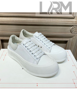 Alexander Mcqueen Deck Cotton Canvas Lace Up Sneakers White/Grey 2020 (For Women and Men)