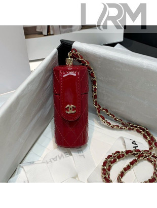 Chanel Quilted Patent Calfskin Lipstick Case Clutch with Chain AP1572 Red 2021