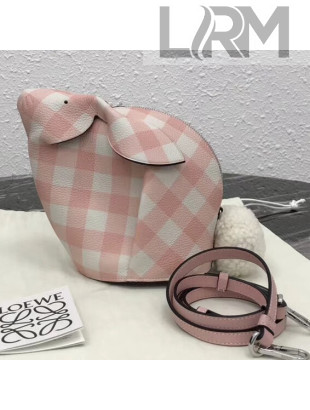 Loewe Bunny Gingham Mini Bag in Grained Calf Leather Pink/White