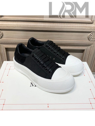 Alexander Mcqueen Deck Cotton Canvas Lace Up Sneakers Black 2020 (For Women and Men)