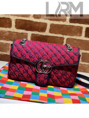 Gucci GG Marmont Multicolour Canvas Small Shoulder Bag 443497 Red 2021