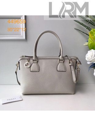 Gucci Interlocking G Charm Leather Tote Bag 449659 Off-white 2019