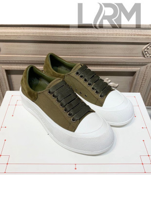Alexander Mcqueen Deck Cotton Canvas Lace Up Sneakers Khaki Green 2020 (For Women and Men)