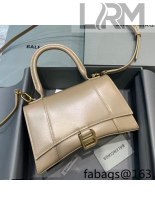 Balenciaga Hourglass Small Top Handle Bag in Smooth Calfskin Beige 2021