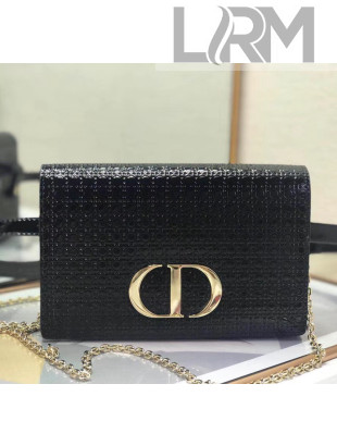 Dior 30 Montaigne Metallic Calfskin 2-in-1 Pouch With Micro-cannage Motif Black 2020