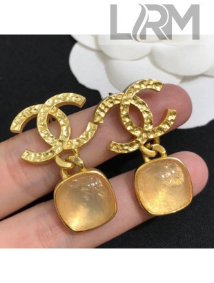 Chanel Metal CC Stone Short Earrings AB5456 Gold 2020