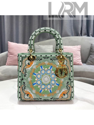 Dior Lady Dior Medium Bag in Turquoise Green In Lights Embroidery 2021