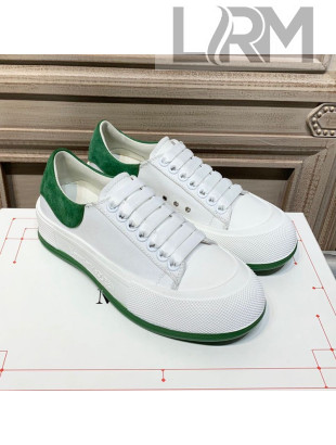 Alexander Mcqueen Deck Cotton Canvas Lace Up Sneakers White/Green 2020 (For Women and Men)