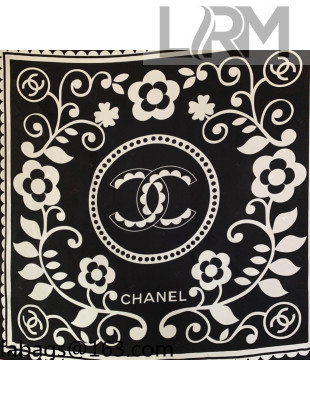 Chanel Vines Print Silk Square Scarf 90x90cm Black 2021 21100712