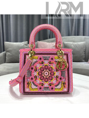 Dior Lady Dior Medium Bag in Pink In Lights Embroidery 2021