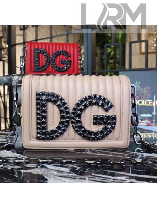 Dolce&Gabbana Smoky Crystal DG Girls Shoulder Bag in Nappa Leather Light Pink 2018
