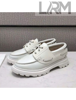 Dior Walker Boat Lace-up Loafers White 2020
