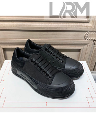 Alexander Mcqueen Deck Cotton Canvas Lace Up Sneakers All Black 2020 (For Women and Men)