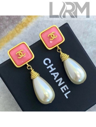 Chanel Stone Pearl Earrings AB5293 Pink/White 2020