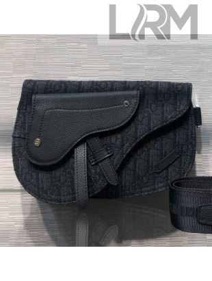 Dior Men's Saddle Messenger Bag in Black Oblique Jacquard 2019