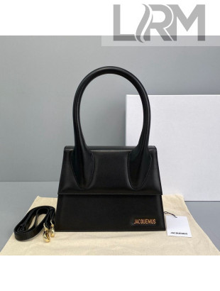 Jacquemus Le Chiquito Medium Top Handle Bag in Smooth Leather Black 2021
