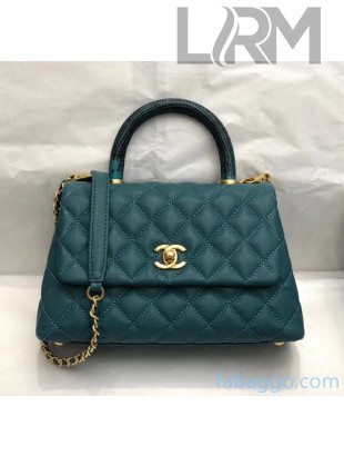 Chanel Small Flap Bag with Top Lizard Handle in Grained Calfskin A92990 Green 2020(Top Quality)