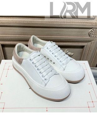 Alexander Mcqueen Deck Silky Calfskin Lace Up Sneakers White/Khaki 2020 (For Women and Men)
