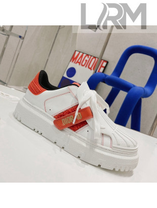 Dior DIOR-ID Sneakers in White Calfskin and Pink Terry Cotton 2021
