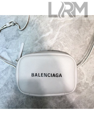 Balenciaga Everyday Grained Calfskin Mini Camera Bag White 2021