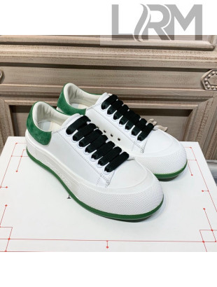 Alexander Mcqueen Deck Silky Calfskin Lace Up Sneakers White/Green 2020 (For Women and Men)
