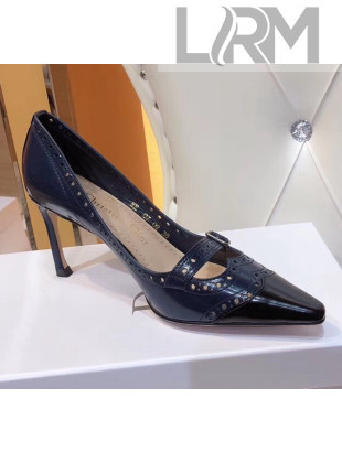 Dior Spectadior Strap Pumps in Perforated Leather Black/Blue 2020