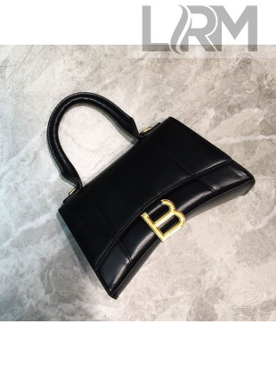 Balenciaga Hourglass Mini Top Handle Bag in Smooth Leather Black/Gold 2019