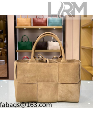 Bottega Veneta Arco Tote Bag in Maxi-Woven Suede  Porridge Brown 2021 614486